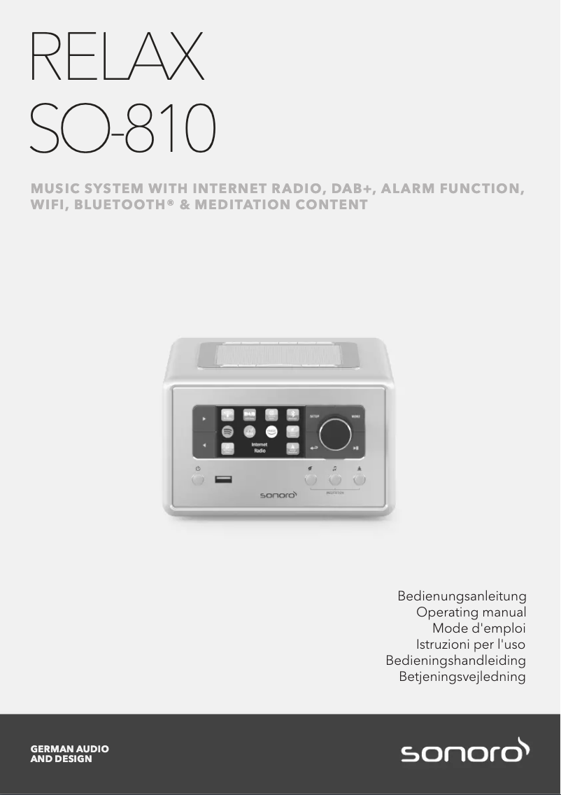 Page n°1 - Manuel utilisateur Sonoro Relax SO-810 S