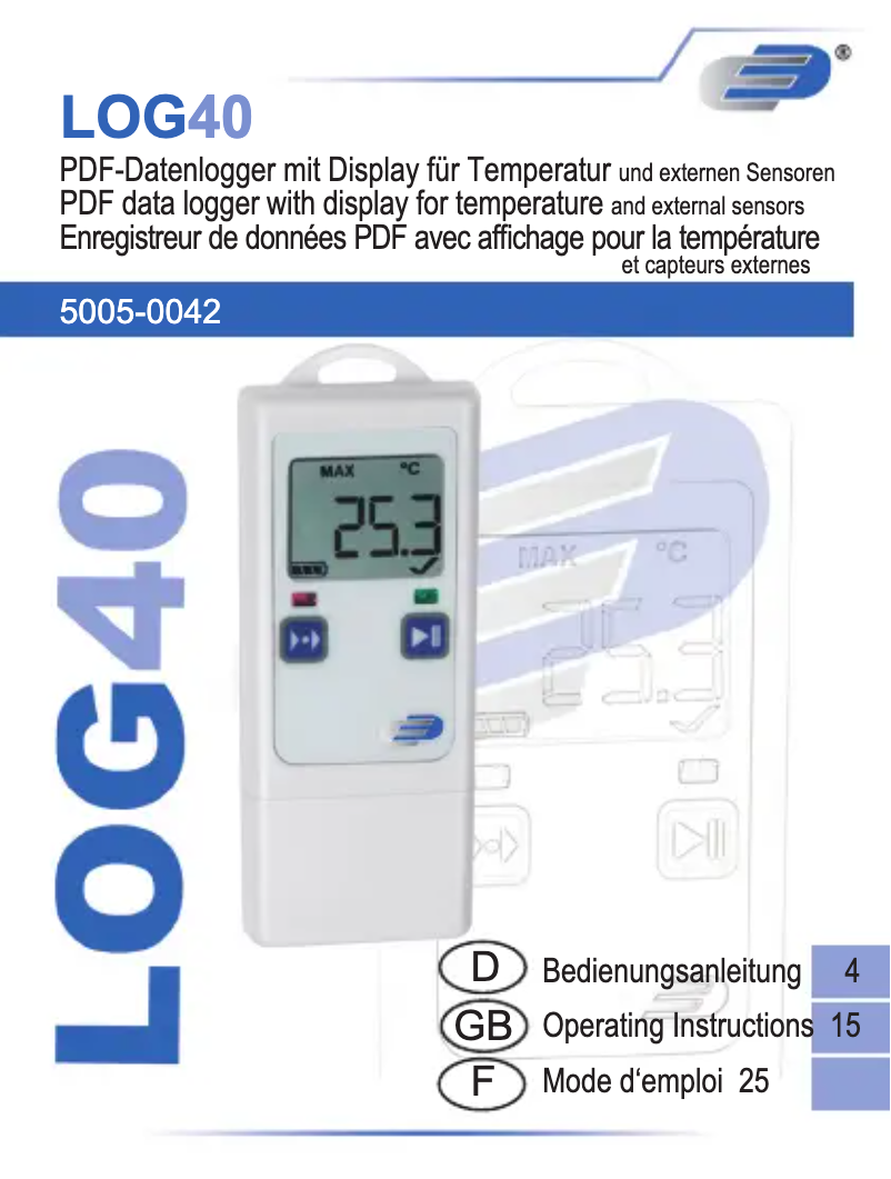 Page 1 de la notice Manuel utilisateur TFA LOG40 31.1065.02