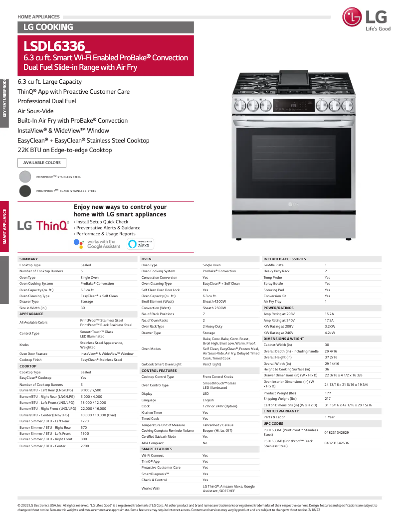 Página 1 del manual Ficha técnica LG LSDL6336D