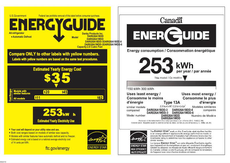 Page n°1 - Label énergétique Danby DAR026A1BDD-6