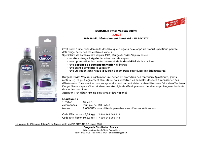 Image de la première page du manuel de l'appareil Swiss Vapura