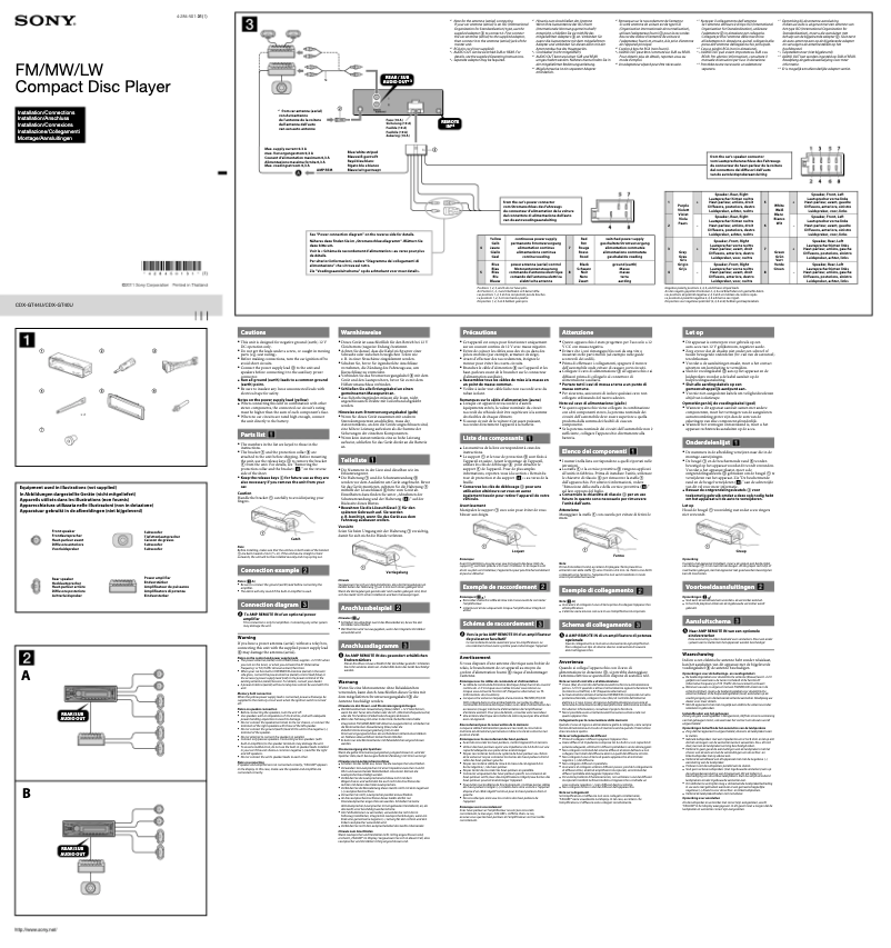 Page n°1 - Guide d'installation Sony CDX-GT44U