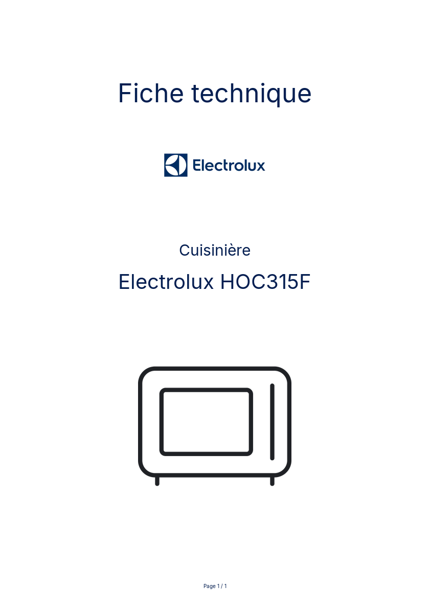 Page n°1 - Fiche technique Electrolux HOC315F