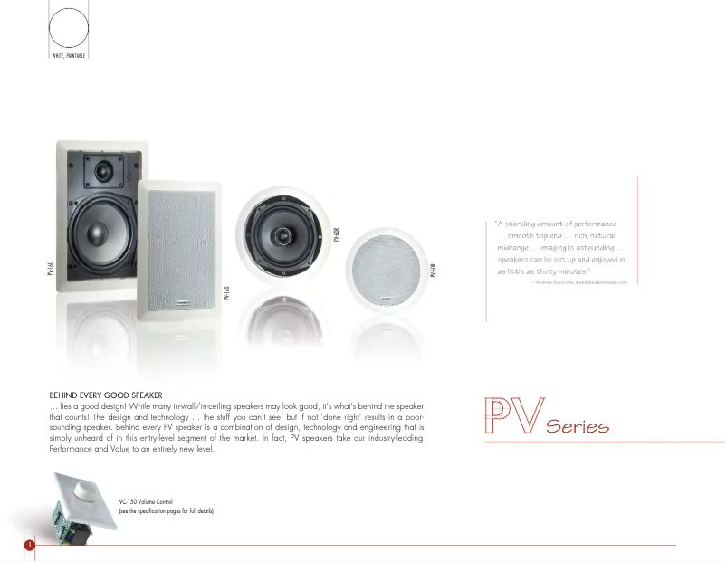 Page 1 de la notice Fiche technique Paradigm PV-50R