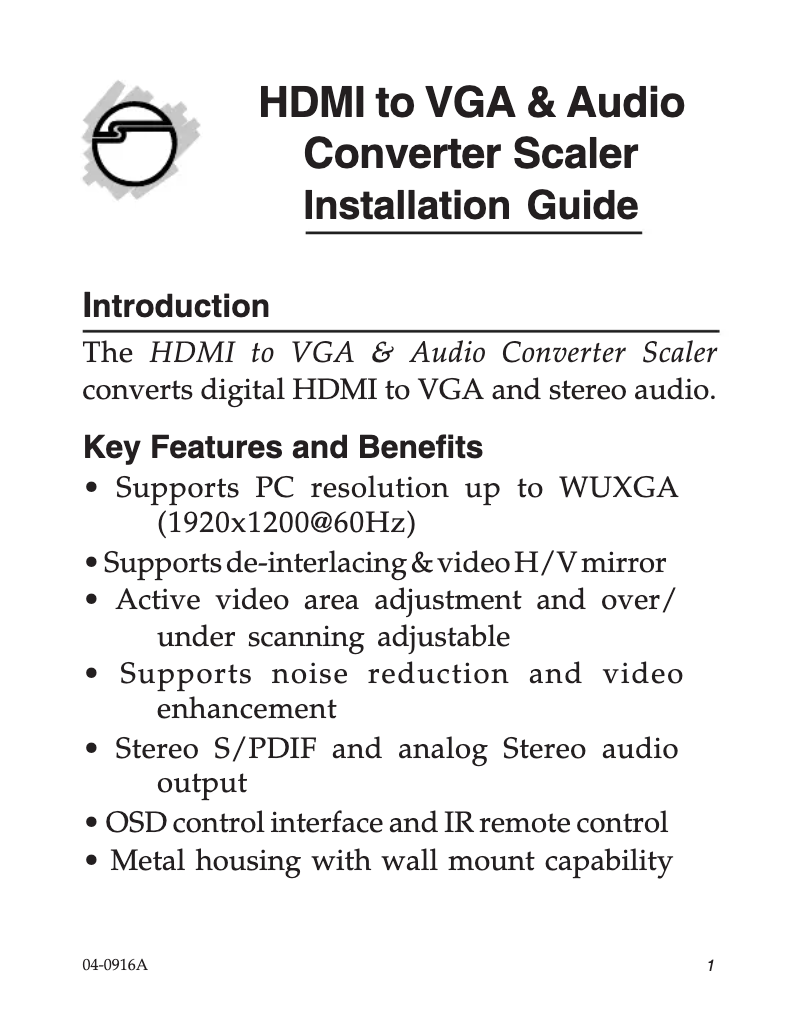 Page n°1 - Manuel utilisateur Siig CE-H21X11-S1