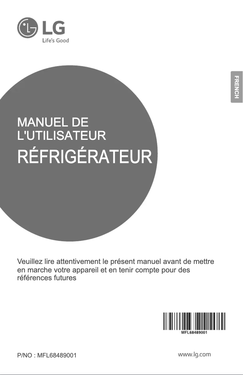 Page n°1 - Manuel utilisateur LG GR-B422RLHL