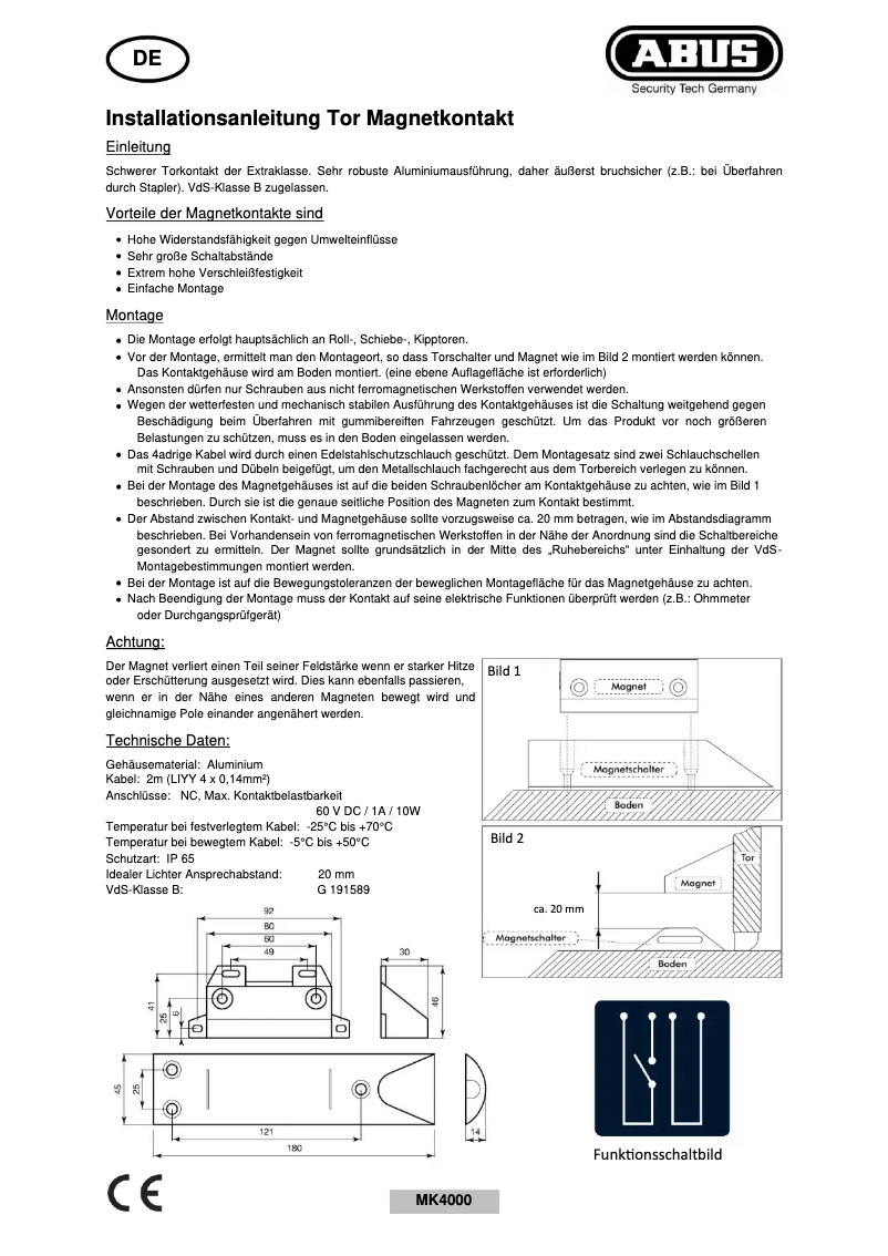 Page n°1 - Guide d'installation Abus MK4000