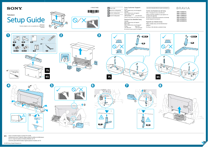 Page 1 de la notice Guide d'installation Sony Bravia XBR-65X800G