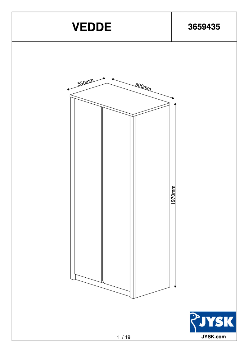 Página 1 del manual Manual de usuario JYSK Vedde (90x197x53)
