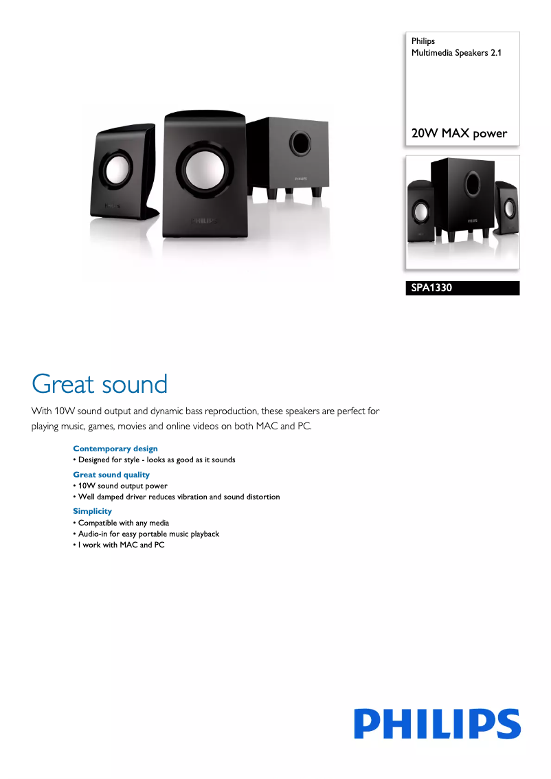 Image de la première page du manuel de l'appareil SPA1330