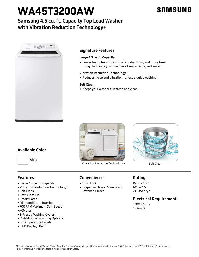 Image de la première page du manuel de l'appareil WA45T3200AW