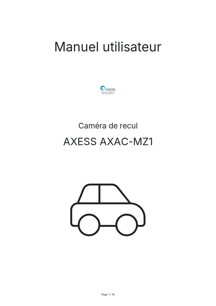 Page n°1 - Manuel utilisateur AXESS AXAC-MZ1