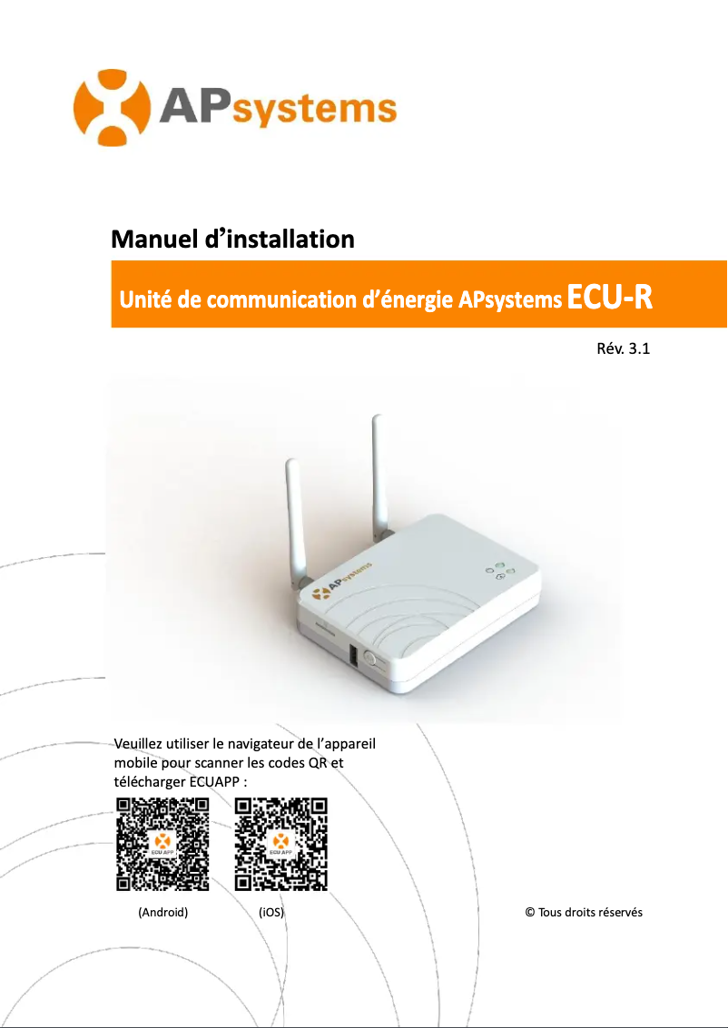 Page 1 de la notice Guide d'installation APsystems ECU-R