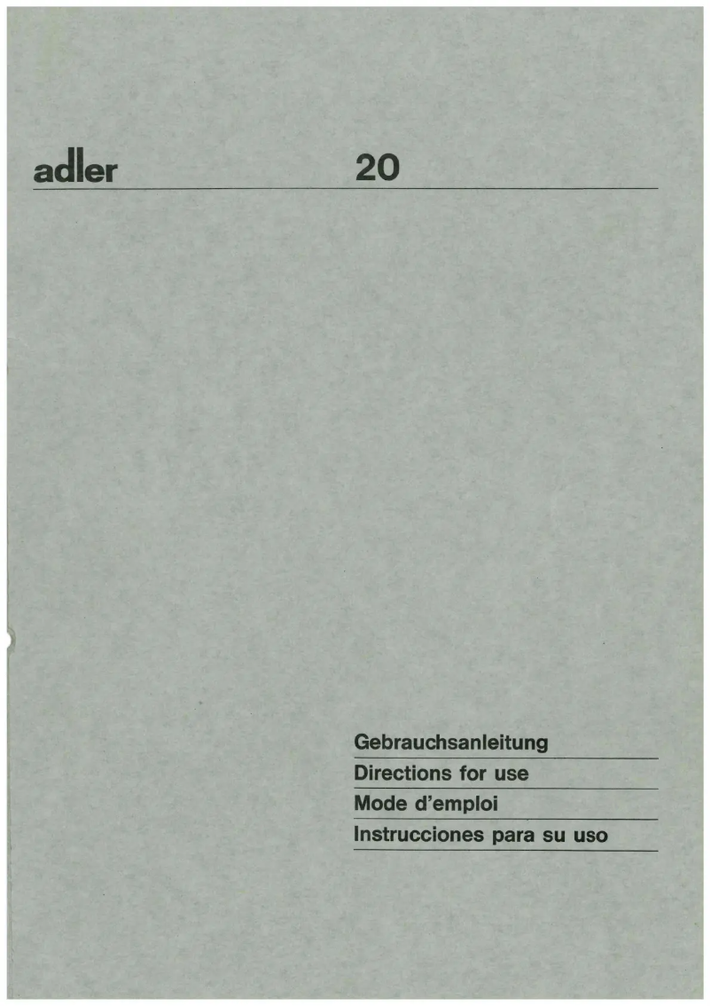 Page n°1 - Manuel utilisateur Dürkopp Adler 20