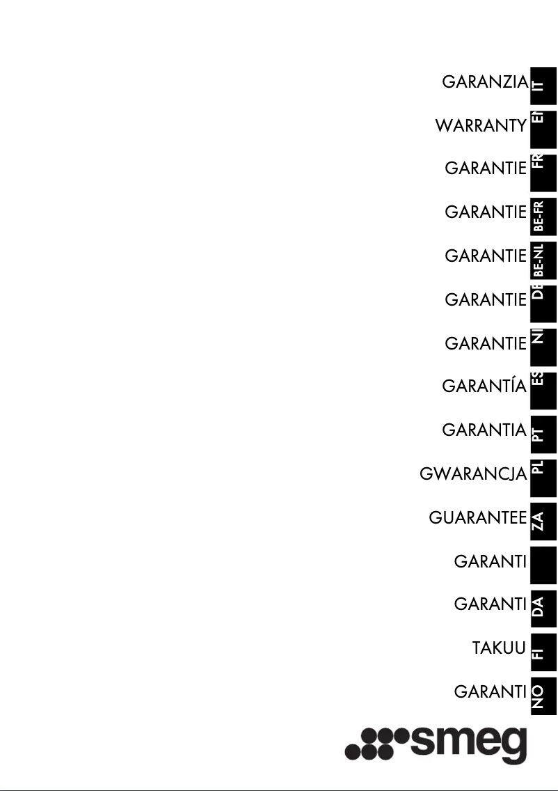 Page 1 de la notice Informations de garantie Smeg SF6101TVS1