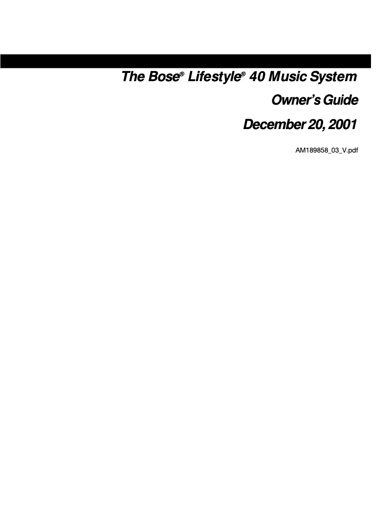 Page 1 de la notice Manuel utilisateur Bose Lifestyle 40