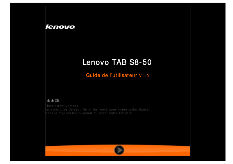 Page 1 de la notice Manuel utilisateur Lenovo Tab S8-50