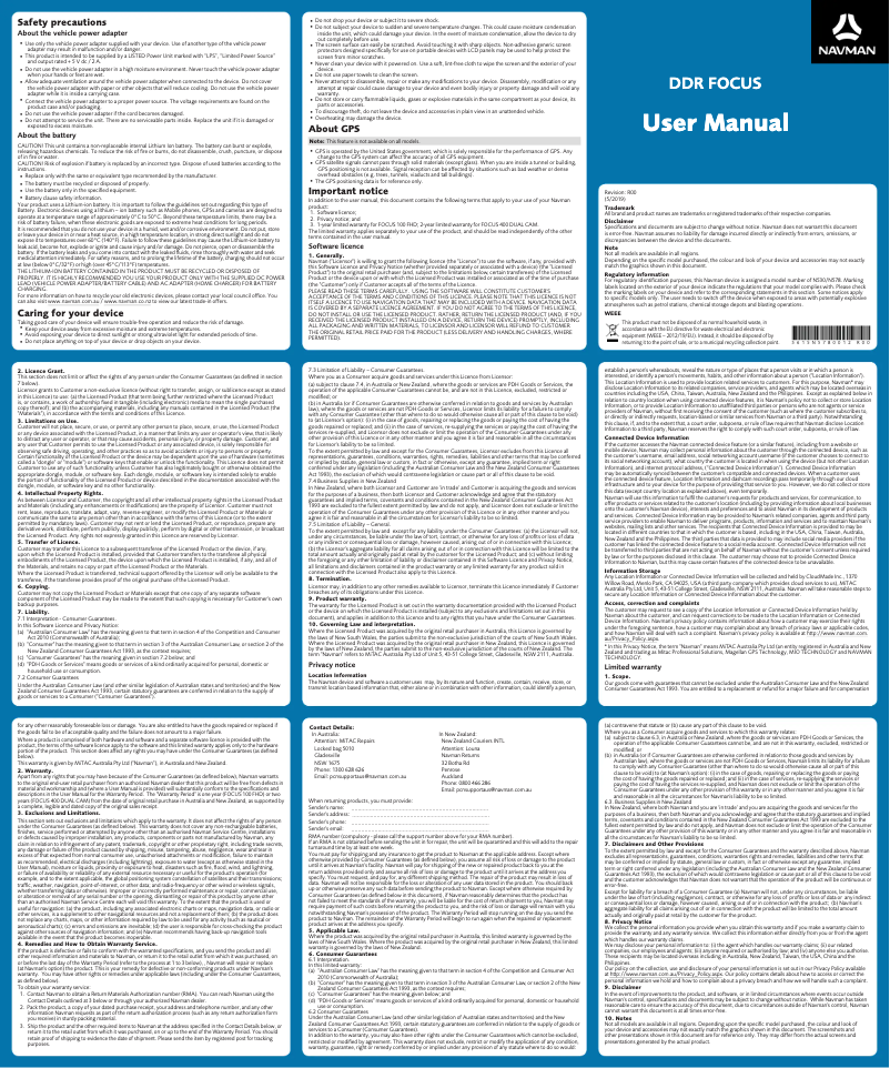 Page n°1 - Manuel utilisateur Navman FOCUS400 Dual