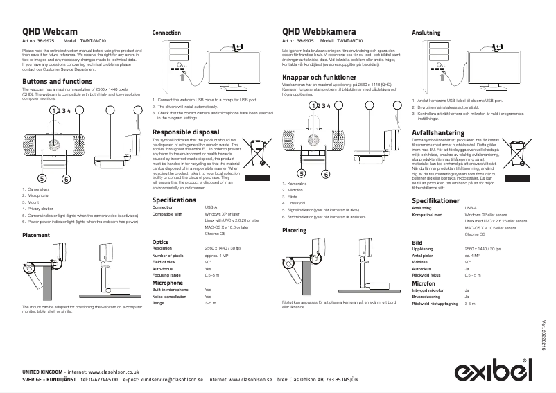 Page 1 of the manual User Manual Exibel TWNT-WC10