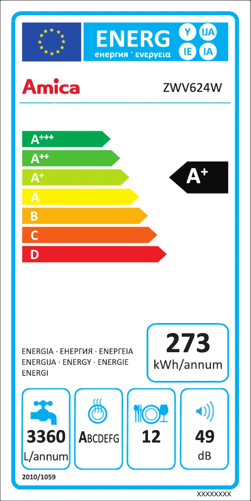 Page n°1 - Manuel utilisateur Amica ZWV624W