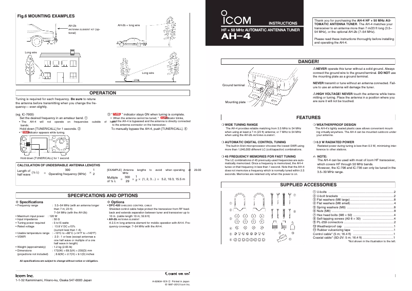 Image de la première page du manuel de l'appareil AH-4