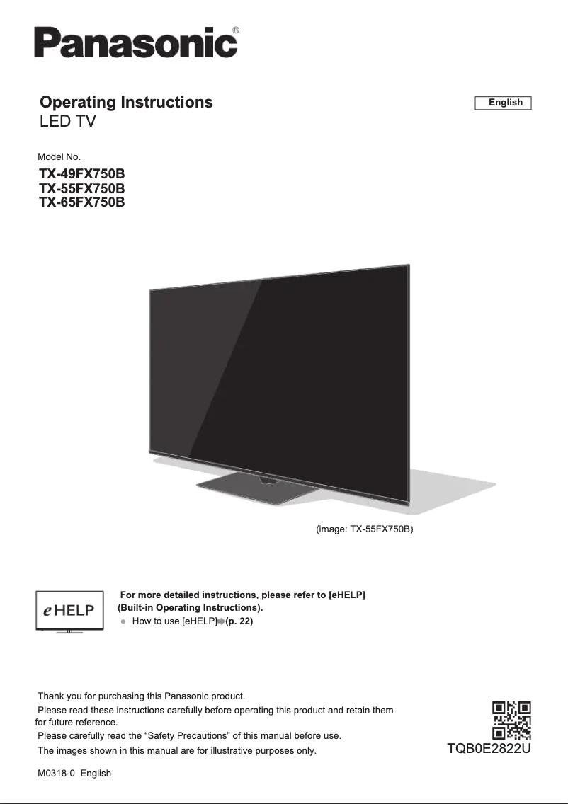 Página 1 del manual Guía de inicio rápido Panasonic TX-49FX750B