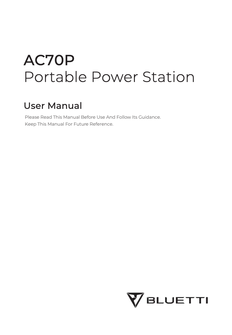 Image de la première page du manuel de l'appareil AC70P