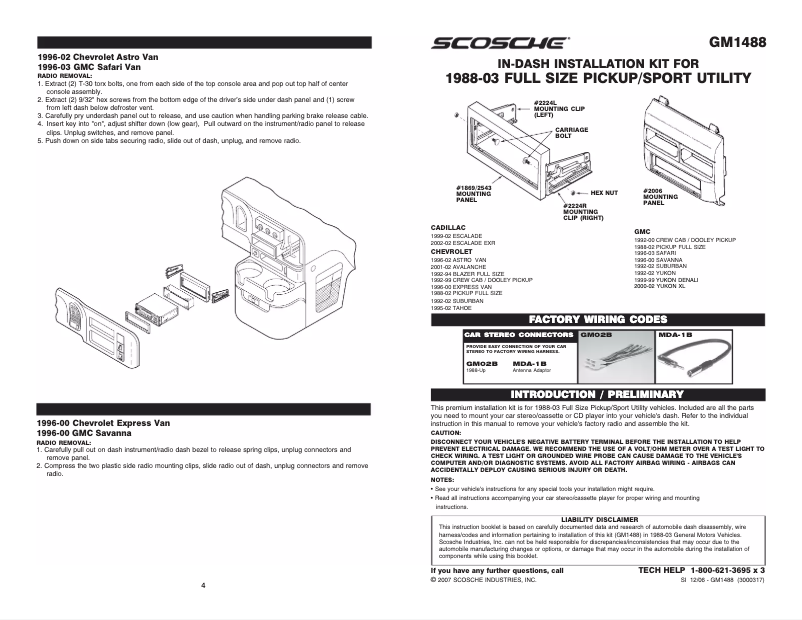 Page n°1 - Manuel utilisateur Scosche GM1488B