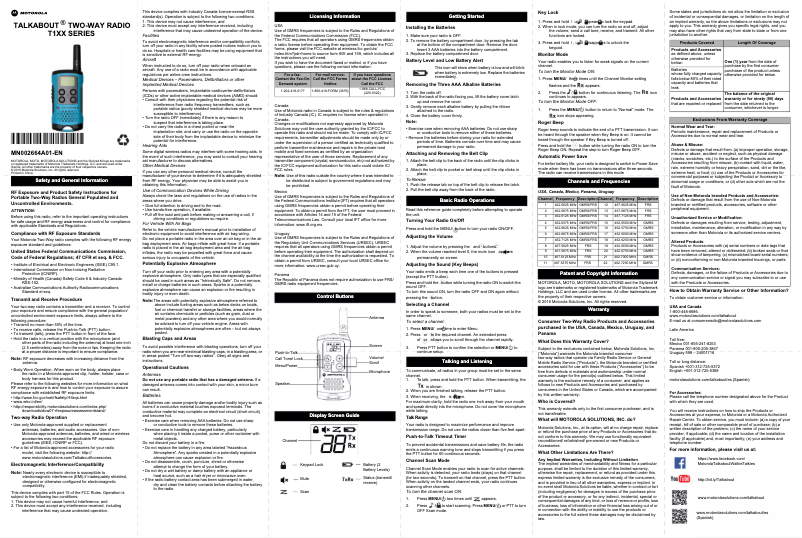 Image de la première page du manuel de l'appareil Talkabout T107