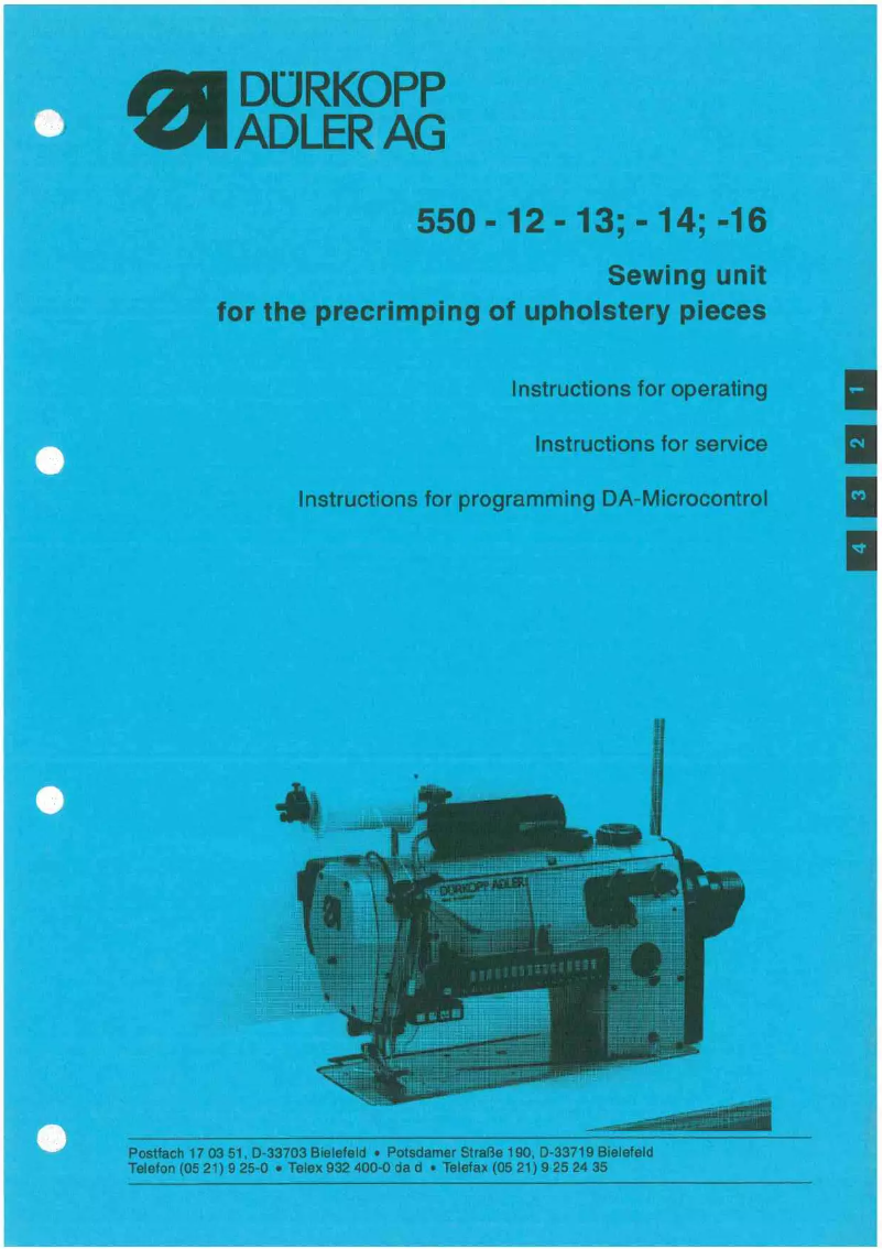 Page n°1 - Manuel utilisateur Dürkopp Adler 550-13