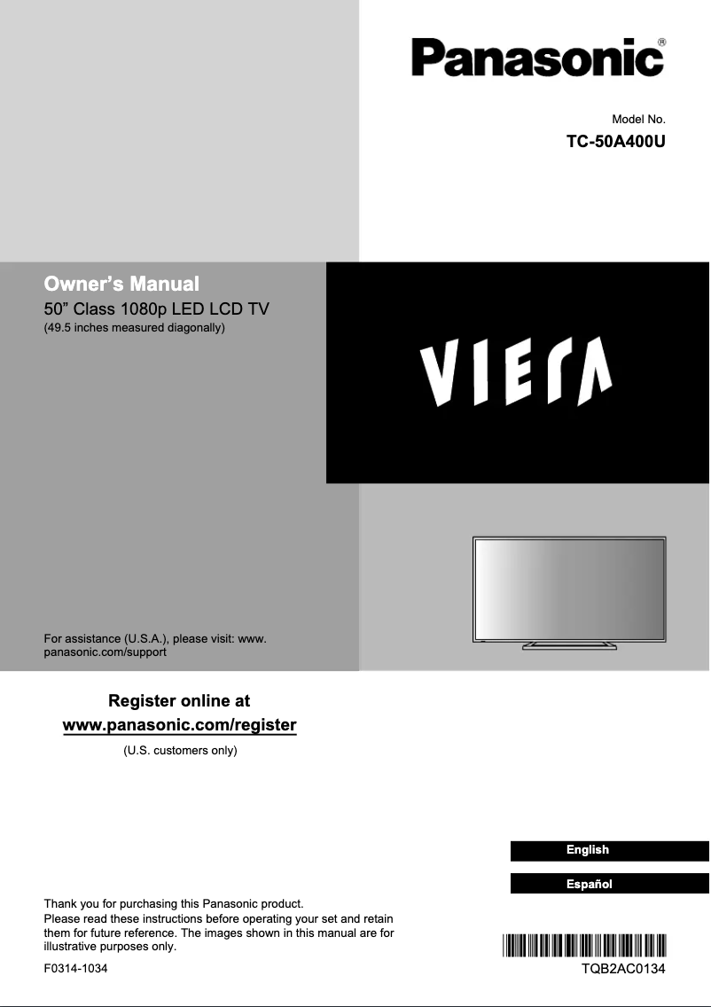 Page 1 de la notice Manuel utilisateur Panasonic TC-50A400