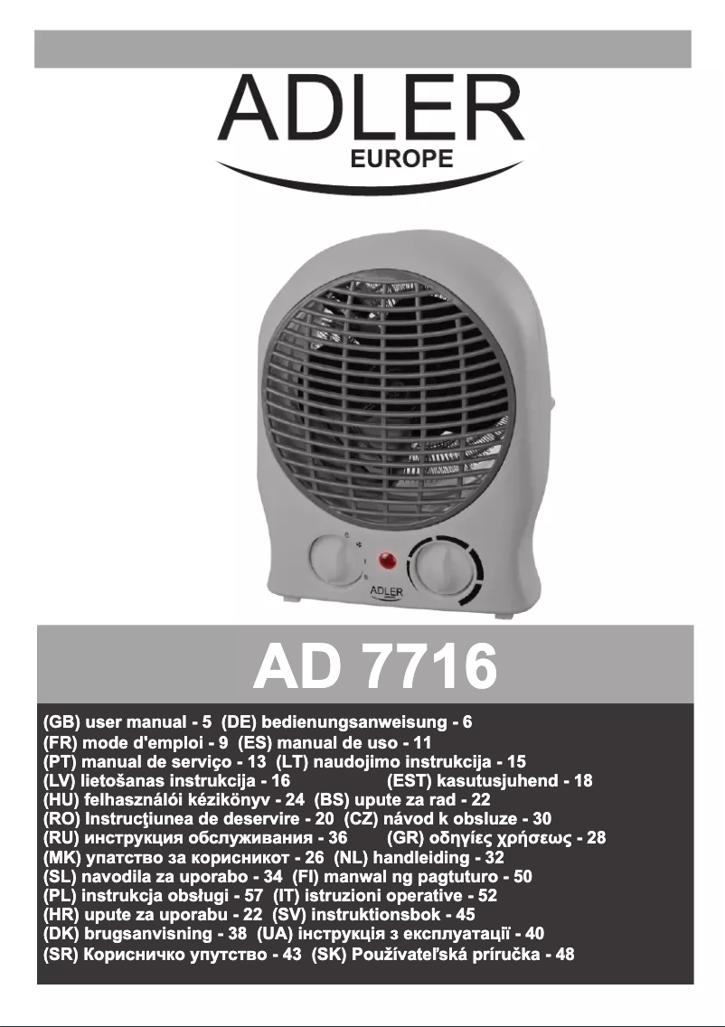 Image de la première page du manuel de l'appareil AD 7716