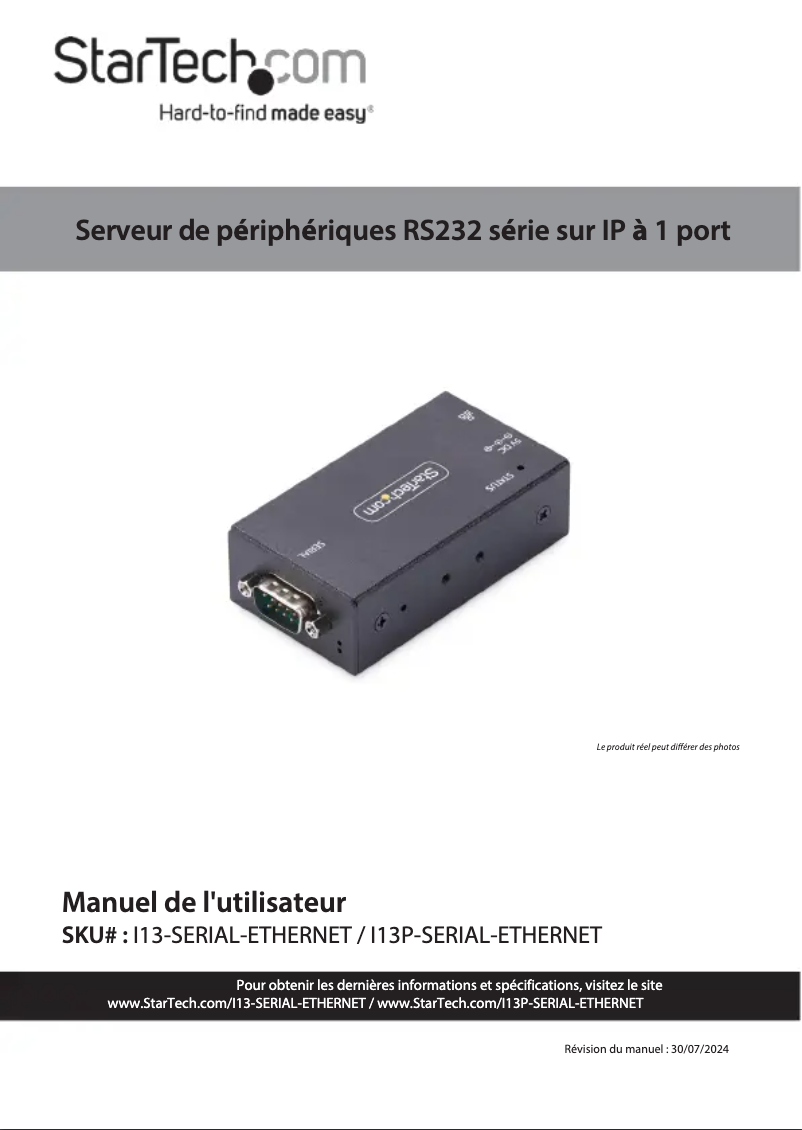 Image de la première page du manuel de l'appareil I13P-SERIAL-ETHERNET
