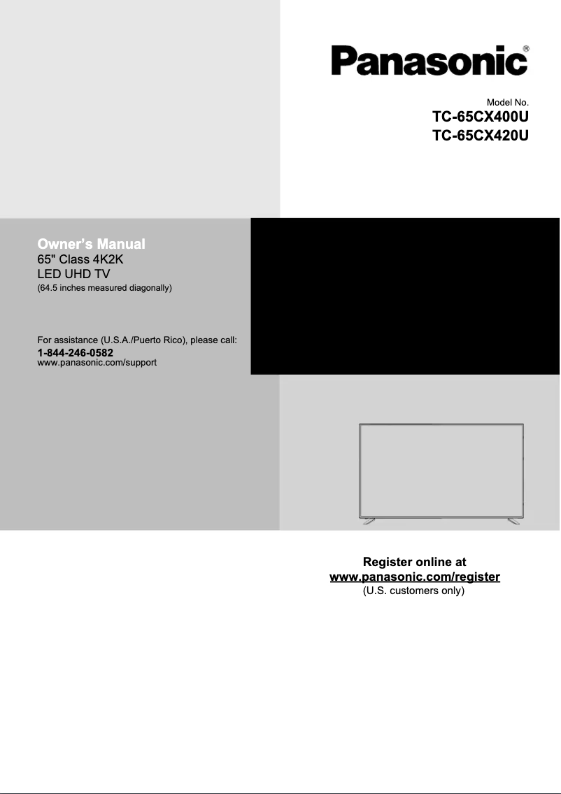 Page n°1 - Manuel utilisateur Panasonic Viera TC-65CX420