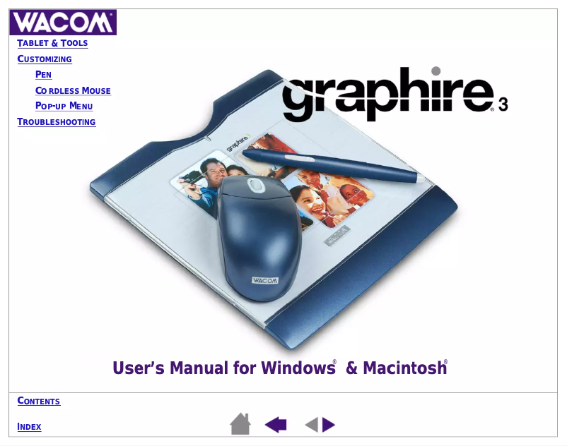 Page 1 de la notice Manuel utilisateur Wacom Graphire 3