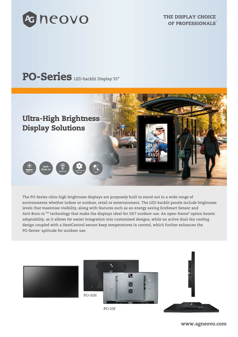 Page 1 de la notice Fiche technique AG Neovo PO-55F