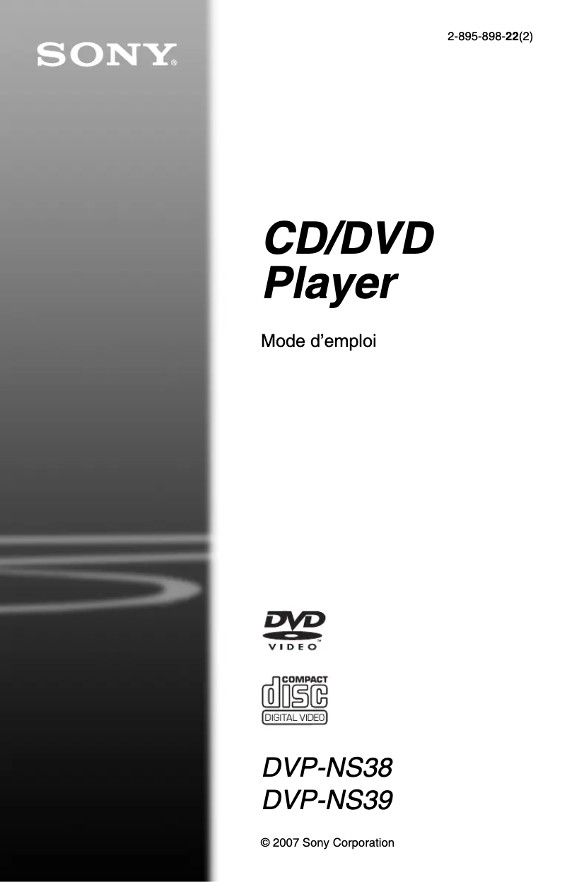 Page n°1 - Manuel utilisateur Sony DVP-NS39