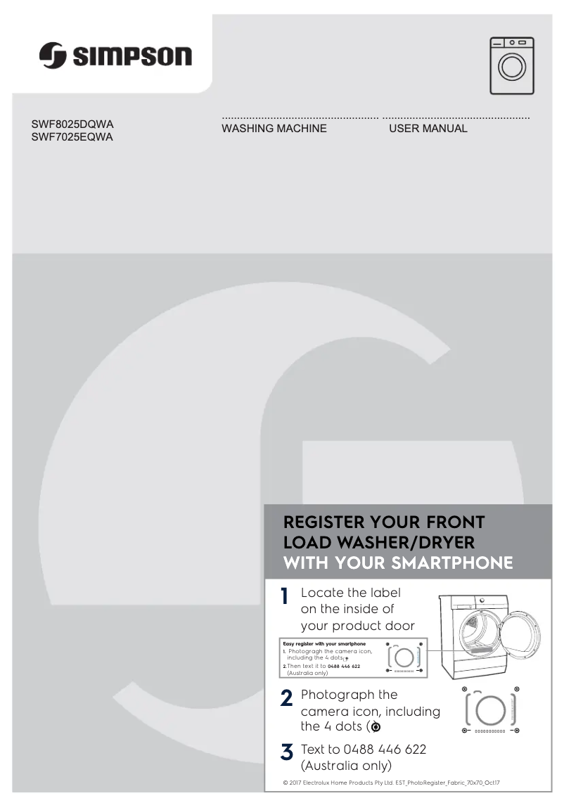 Page 1 de la notice Manuel utilisateur Simpson SWF7025EQWA