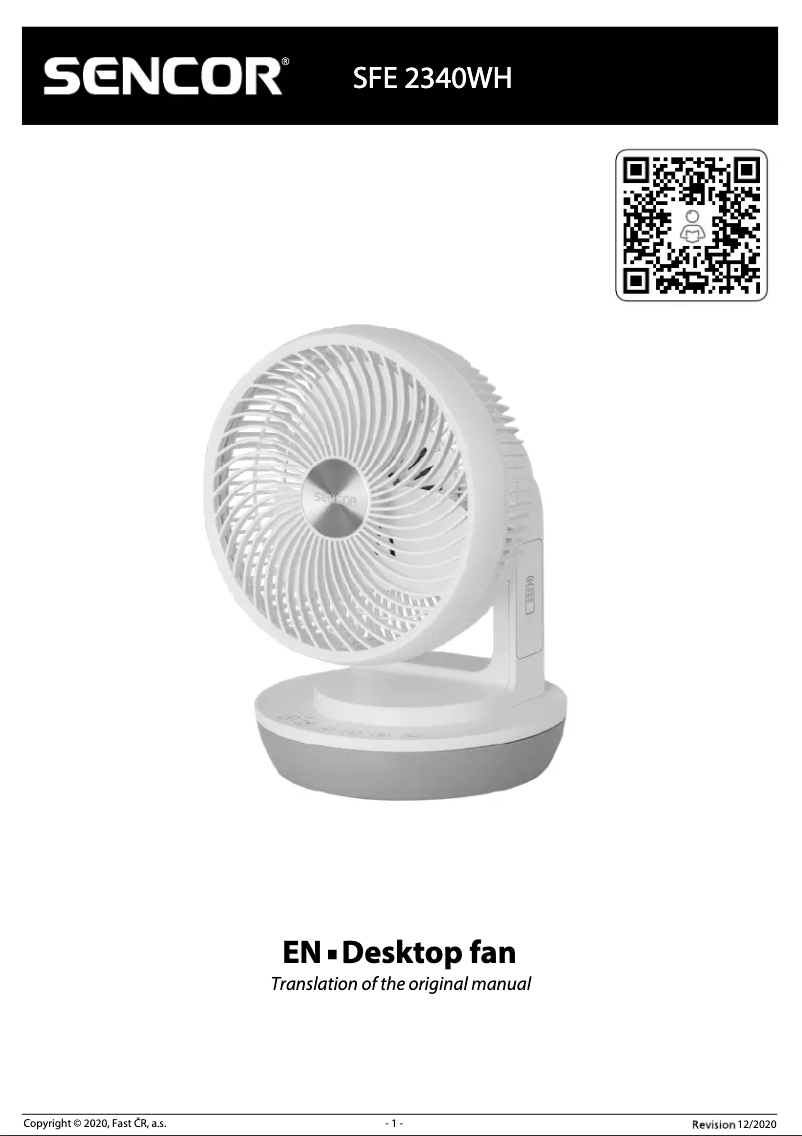 Page 1 de la notice Manuel utilisateur Sencor SFE 2340WH