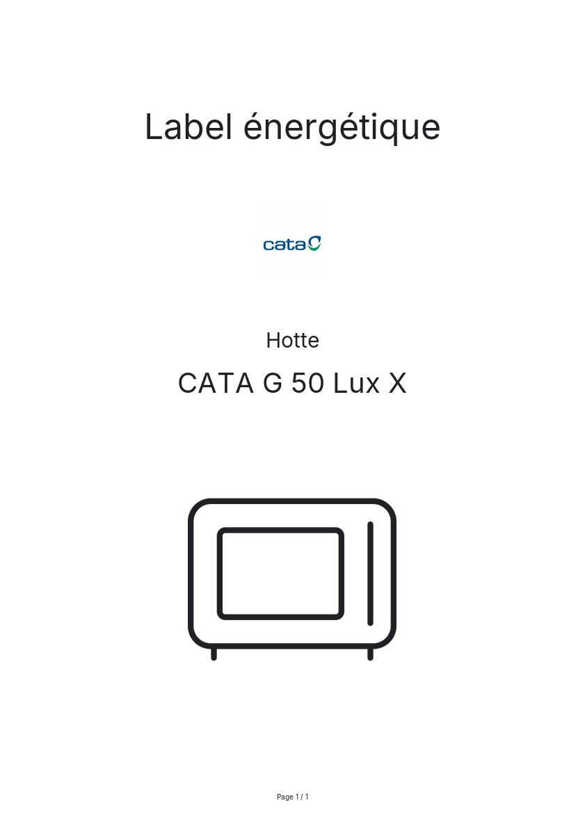 Page n°1 - Label énergétique CATA G 50 Lux X