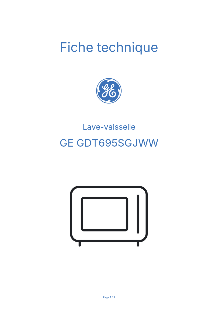 Page n°1 - Fiche technique GE GDT695SGJWW