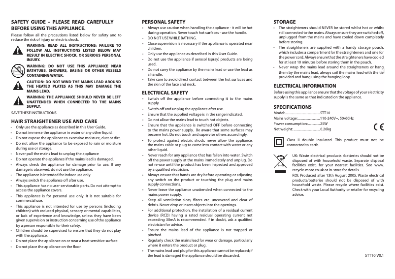 Página 1 del manual Manual de usuario Tesco STT10