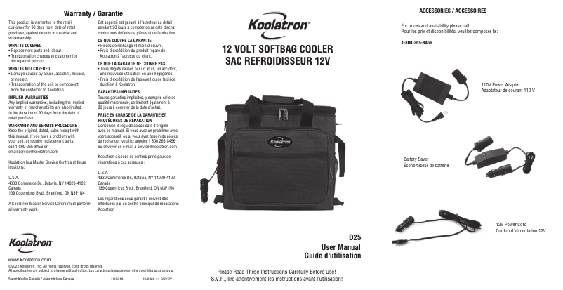 Image de la première page du manuel de l'appareil D25