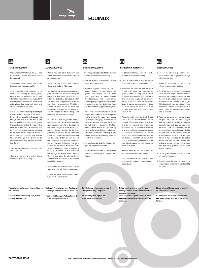 Página 1 del manual Manual de usuario Easy Camp Equinox 300