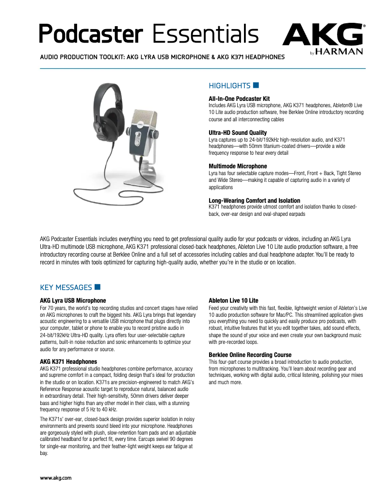 Image de la première page du manuel de l'appareil Podcaster Essentials