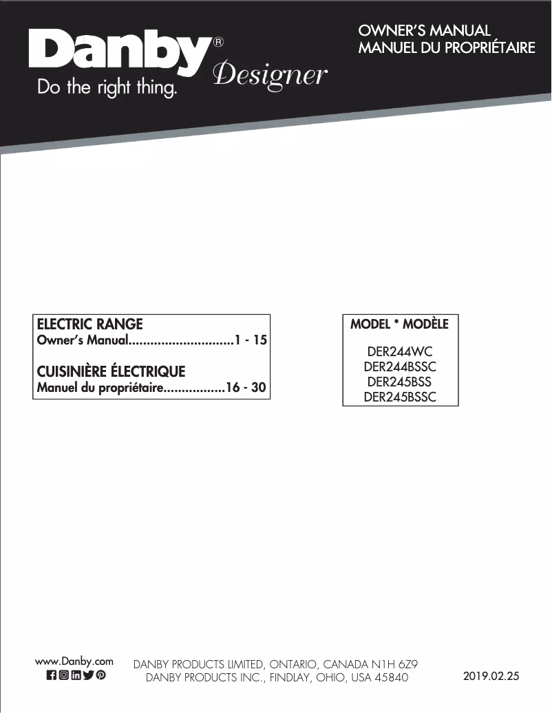 Image de la première page du manuel de l'appareil DER244BSSC