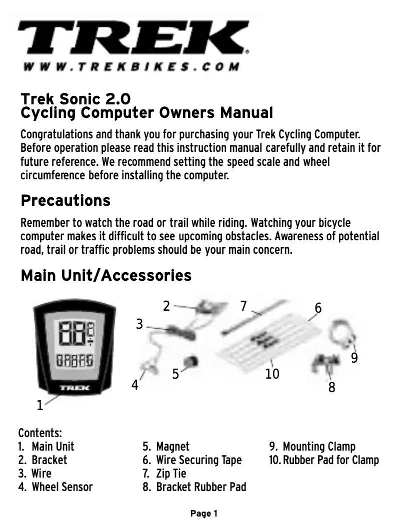 Image de la première page du manuel de l'appareil Sonic 2.0