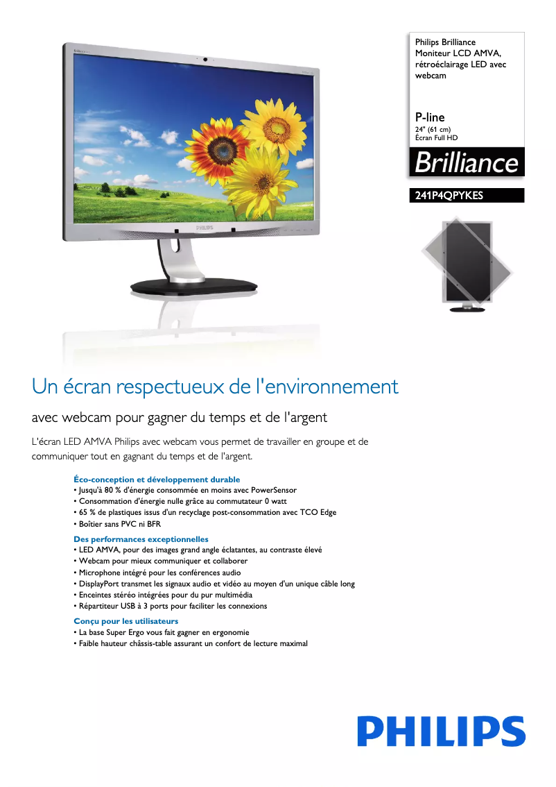 Image de la première page du manuel de l'appareil Brilliance 241P4QPYKES