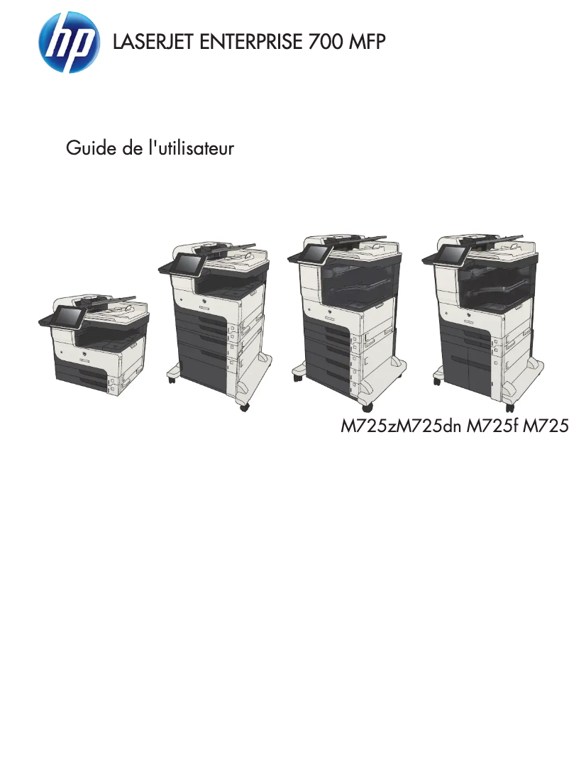 Page 1 de la notice Manuel utilisateur HP LaserJet Enterprise MFP M725