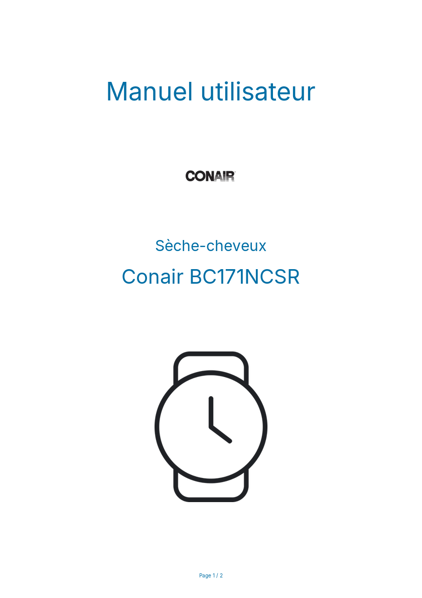 Image de la première page du manuel de l'appareil BC171NCSR